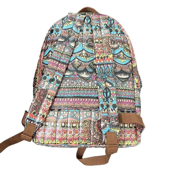Sakroots Rockaway Backpack Aqua One World Peace Print Coated Canvas Boho Bag - Picture 2 of 16